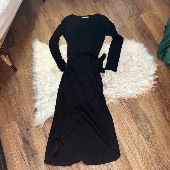 REFORMATION Elisa Wrap Dress In Black - Picture 4 of 7